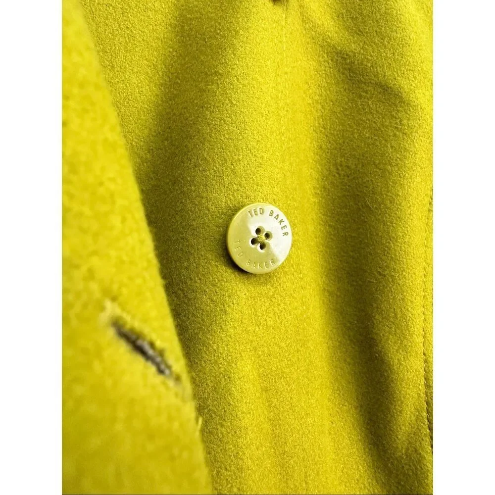 Ted Baker Women’s Wrenn Chartreuse Green Wool Cashmere Blend Peplum Blazer Jacke - Picture 7 of 16